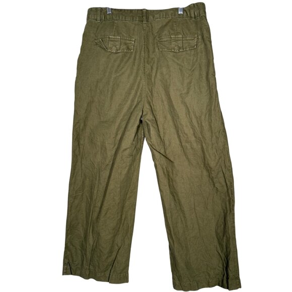 GAP Pleated Linen Pant  Wide Leg Relaxed Casual Earthy  16 - Picture 2 of 8